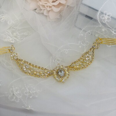 KEIRA- Gold Crystal Wedding Bridal Head Piece