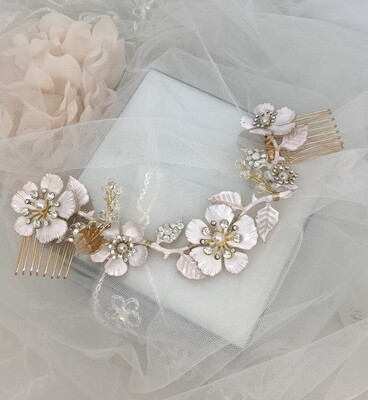 LOUISE - Gold Crystal Wedding Bridal Head Piece