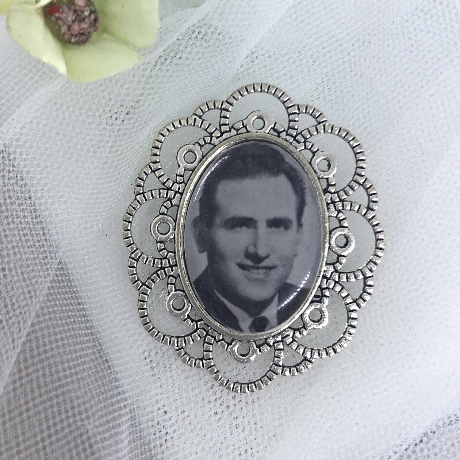DEIDRA PIN - Silver Oval Bridal Memorial Charm