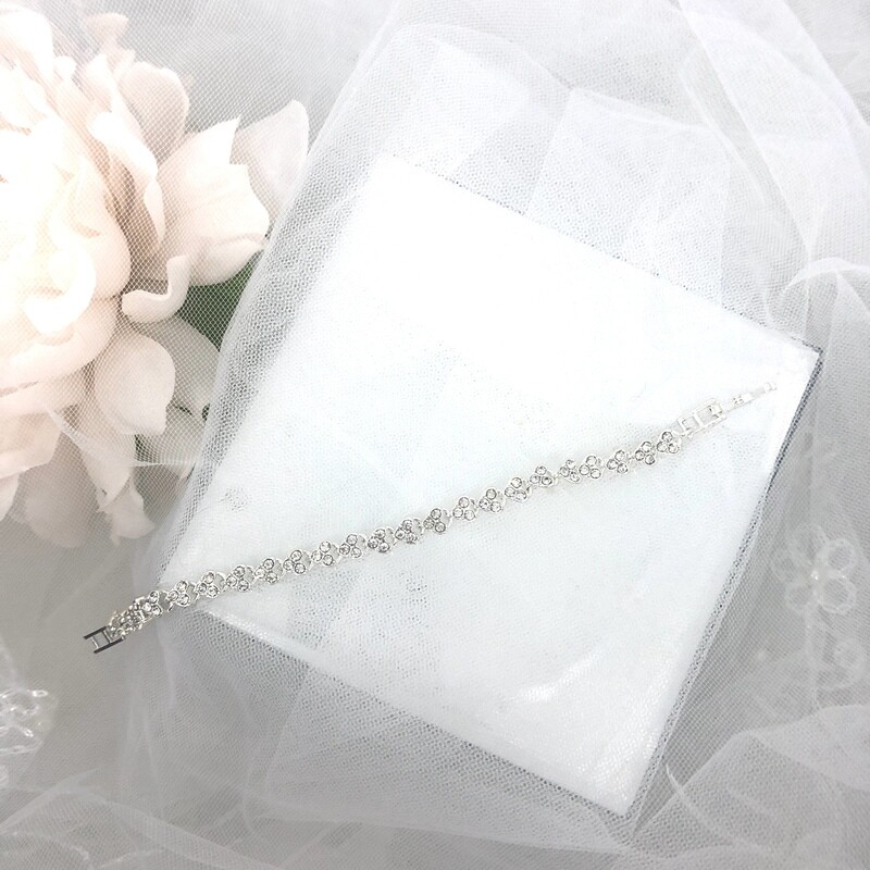 HILDA - Silver Crystal Wedding Bridal Bracelet