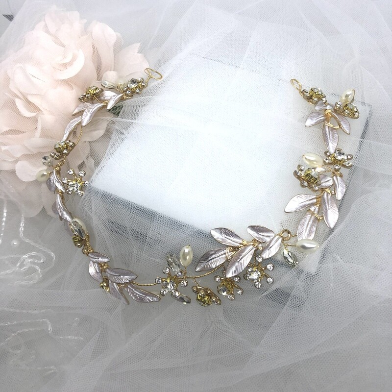 FRANNI - Gold Crystal Bridal Wedding Head Piece