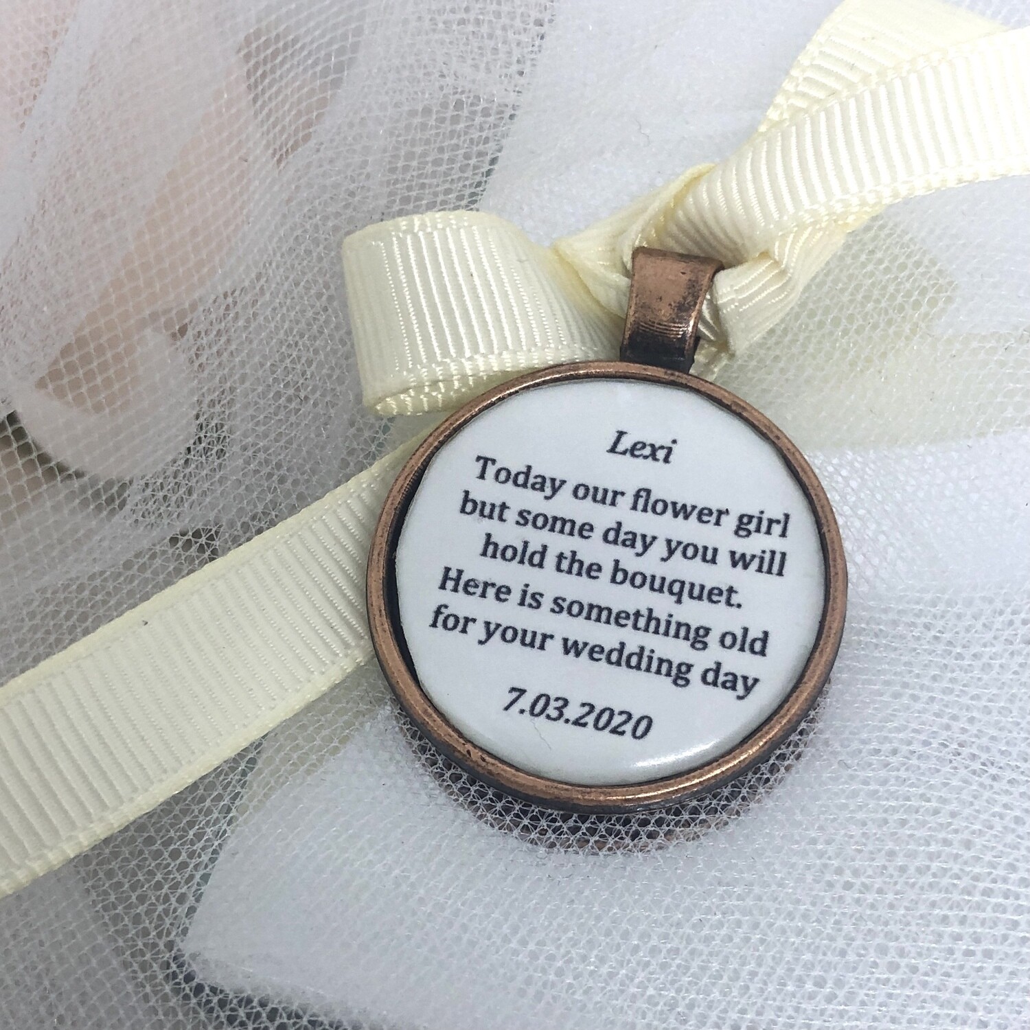 SIMONE - Flower Girl Wedding Charm Keepsake, Colour: Copper