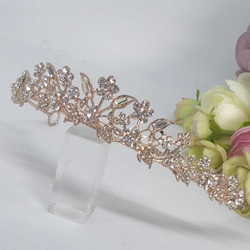 PIPER - Rose Gold Crystal Wedding Bridal Tiara