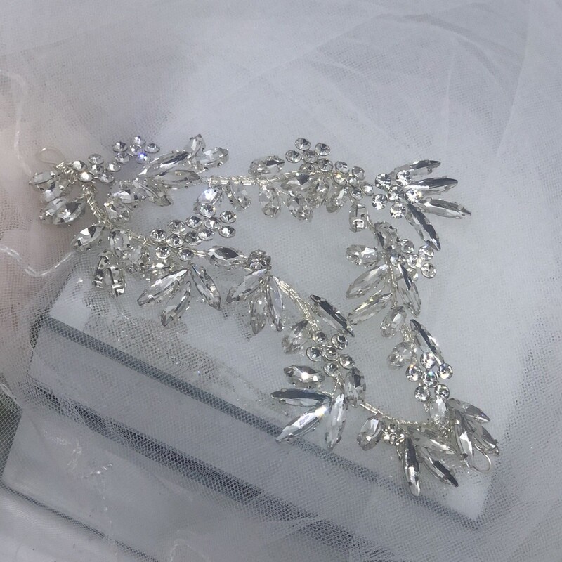 ROXANNE - Silver Crystal Wedding Bridal Hair Piece