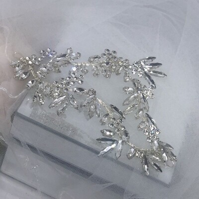 ROXANNE - Silver Crystal Wedding Bridal Hair Piece