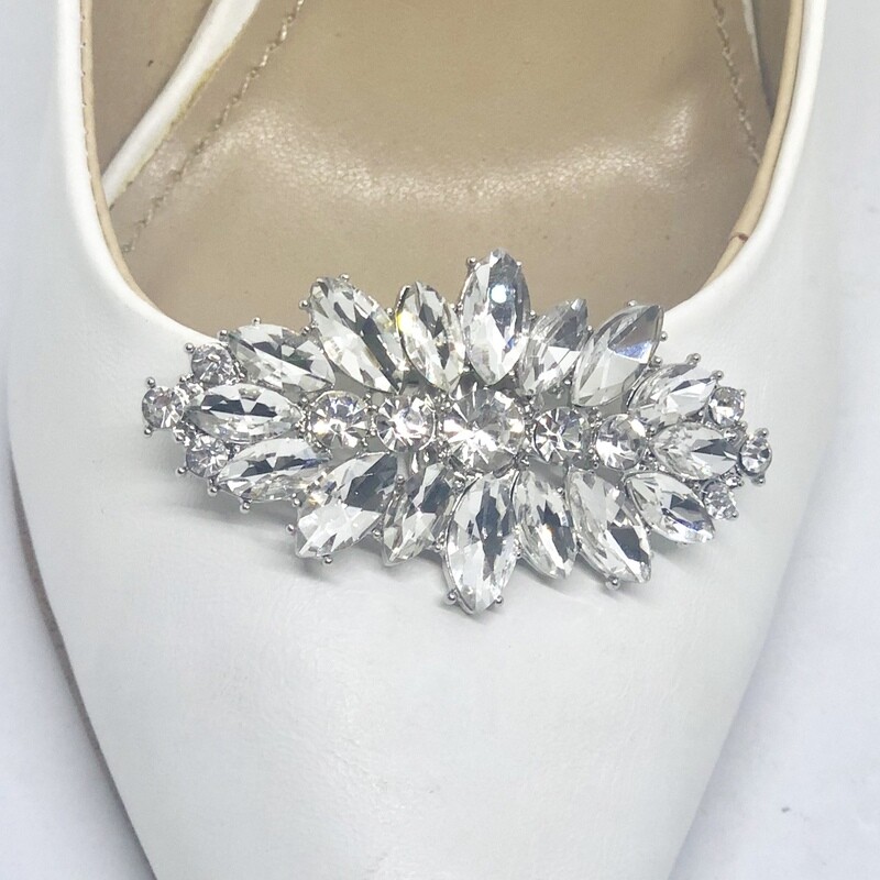 MARYANNE - Sparkling Silver Shoe Clips