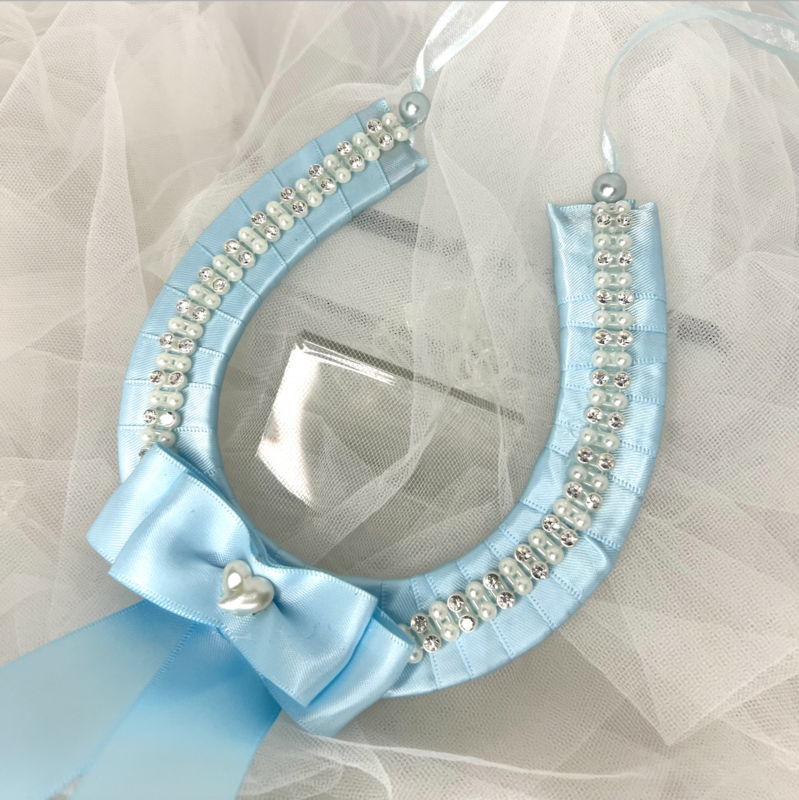 NINA - Blue Satin Horseshoe Good Luck Charm