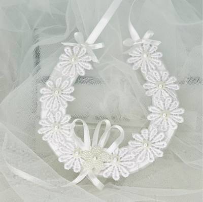 THERESE - White Bridal Horseshoe Good Luck Charm