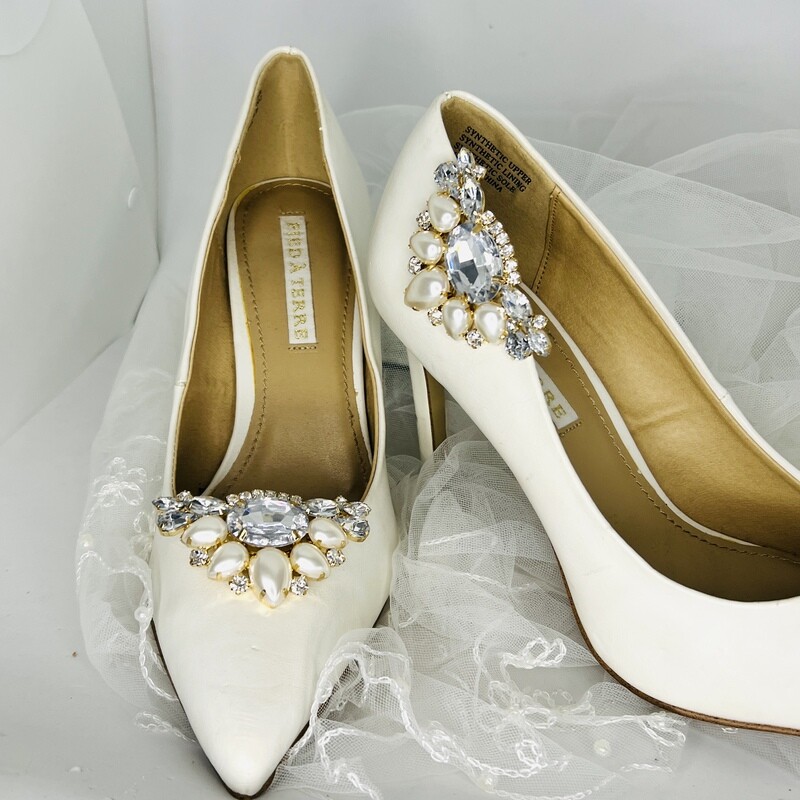 KIANA - Gold Pearl and Rhinestone Shoe Clip