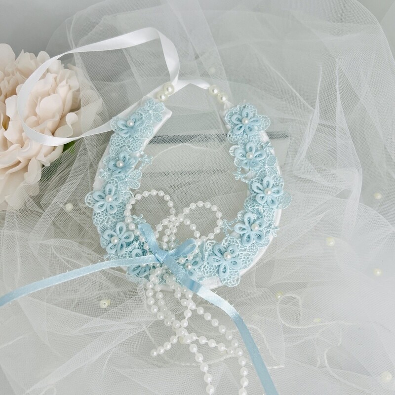 NANCY - Blue Lace Bridal Horseshoe Good Luck Charm