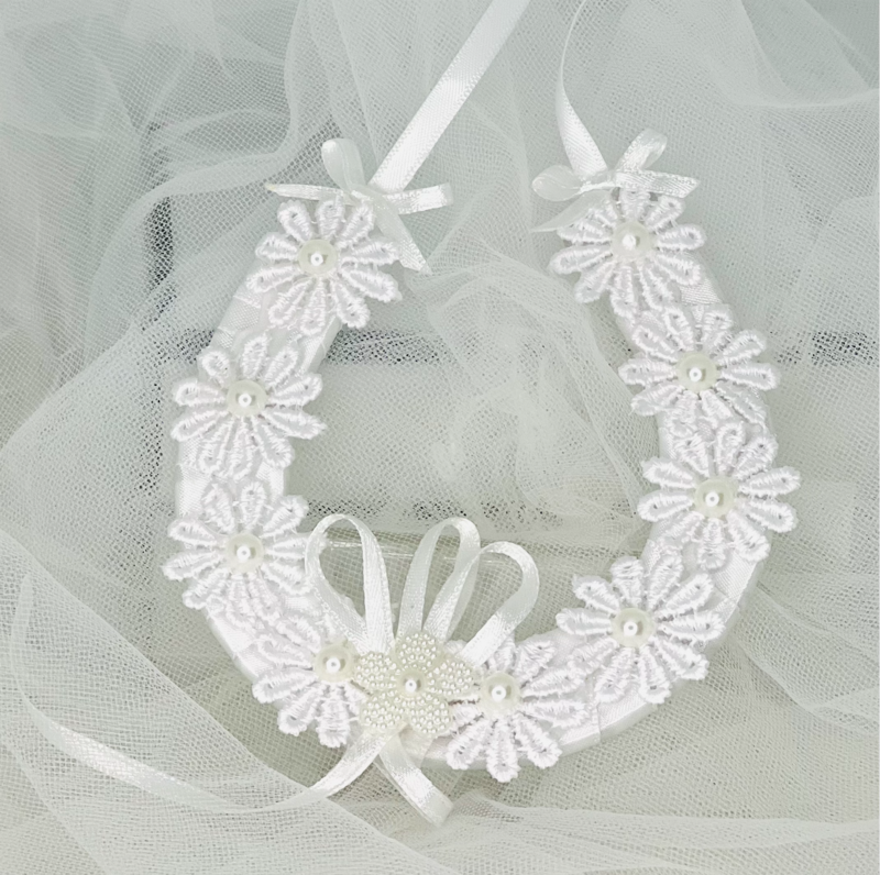 THERESA - White Bridal Horseshoe Good Luck Charm