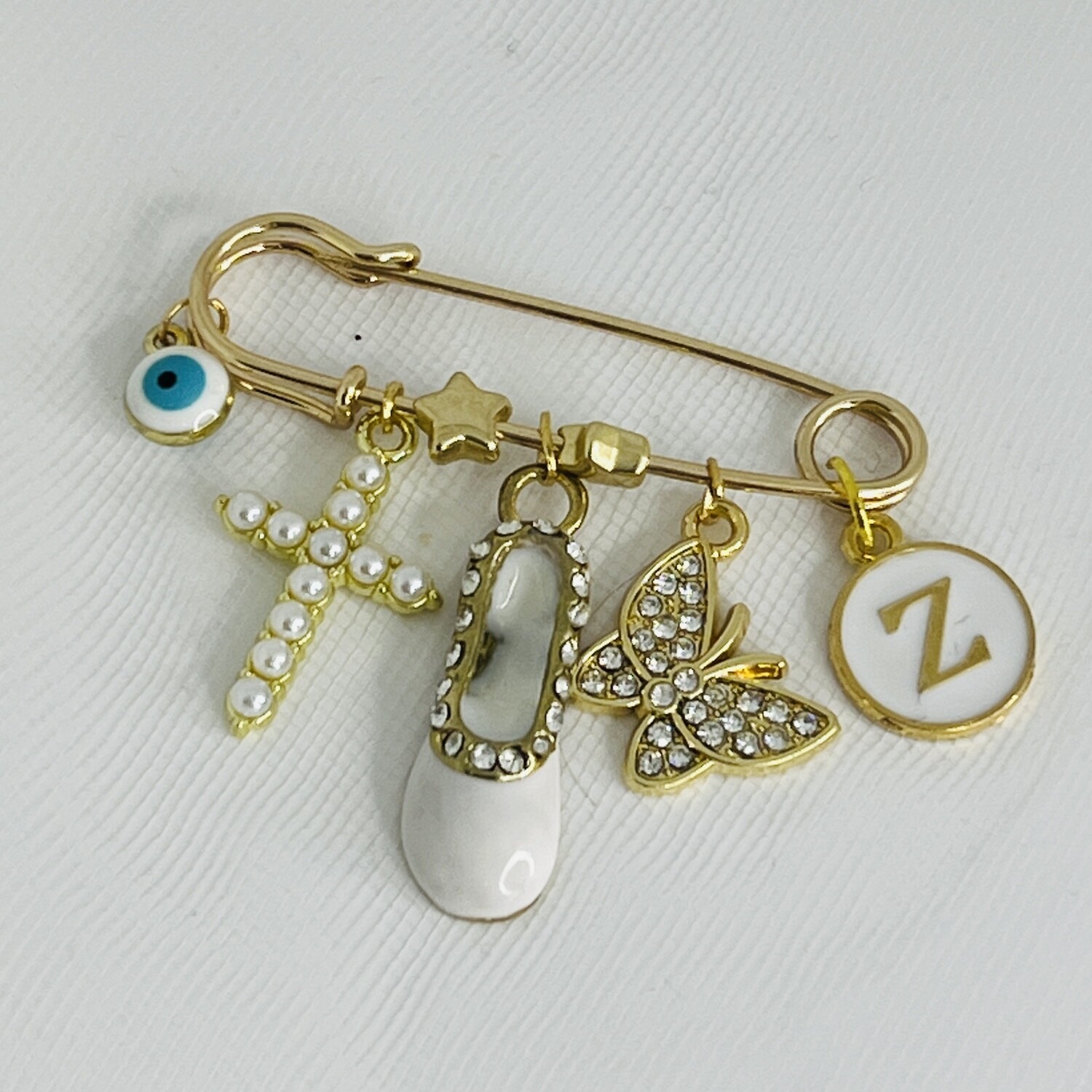 ELLEN - Gold &amp; White Baby Keepsake Pin