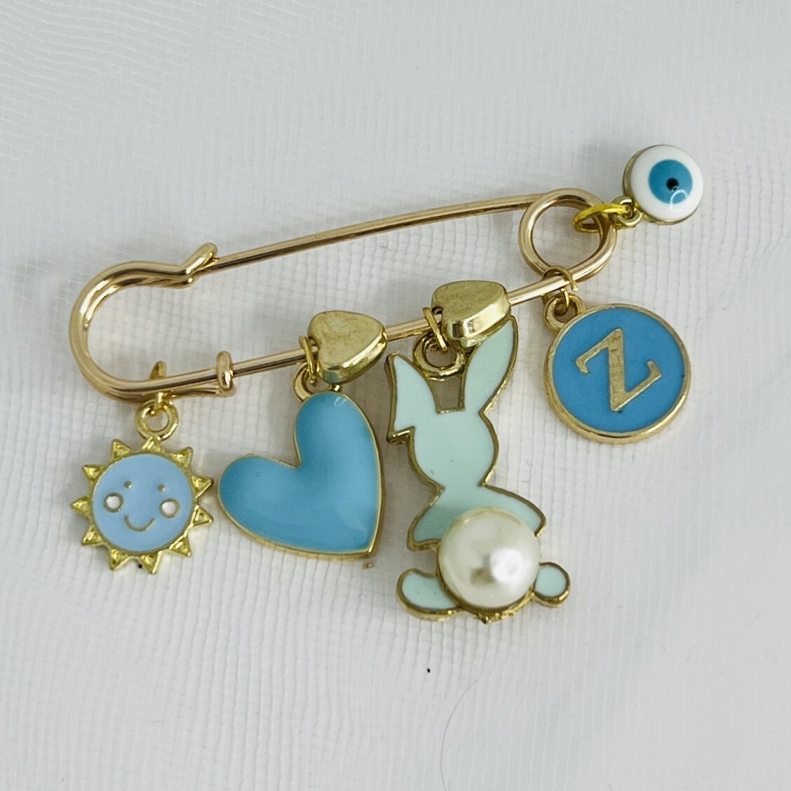 PETER - Gold &amp; White Baby Keepsake Pin