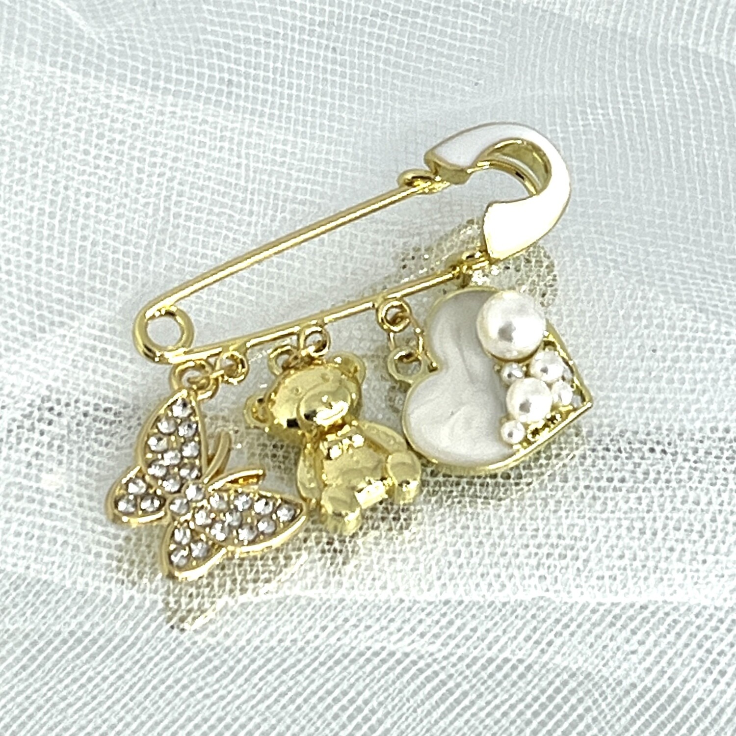 BEAUTY - Gold &amp; White Baby Keepsake Pin
