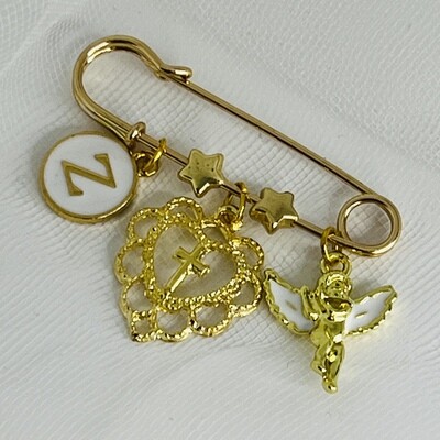 NICOLE - Gold &amp; White Baby Keepsake Pin