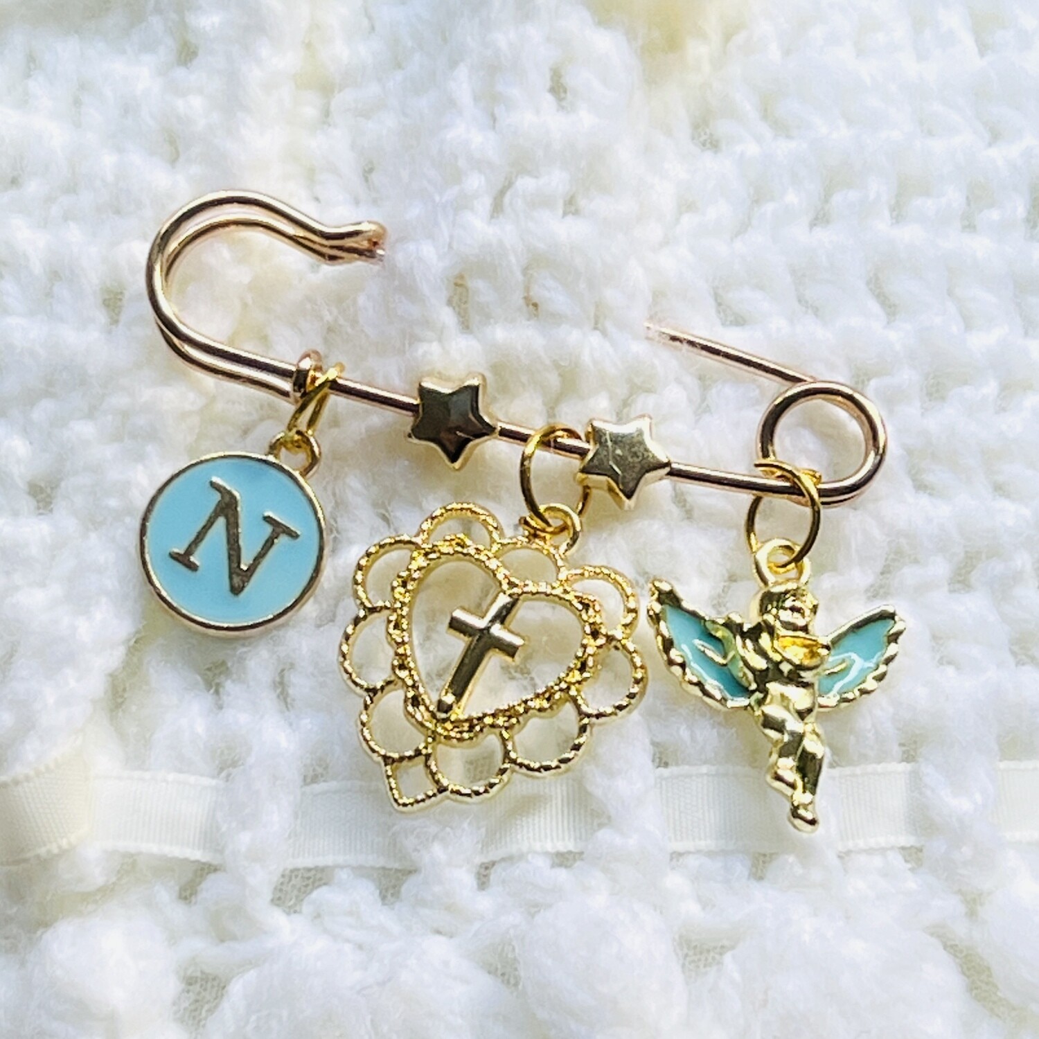 NICOLE - Gold &amp; Blue Baby Keepsake Pin