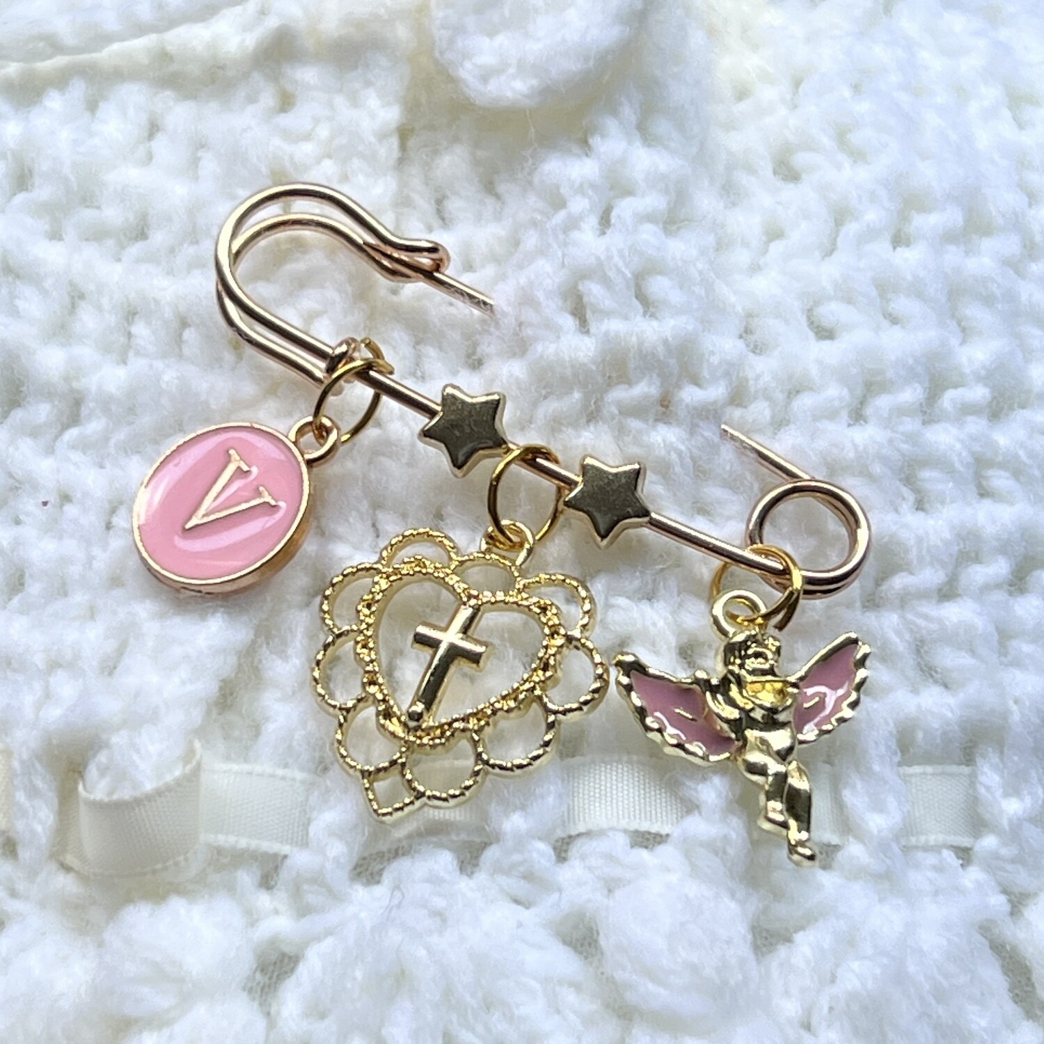 NICOLE - Gold &amp; Pink Baby Keepsake Pin