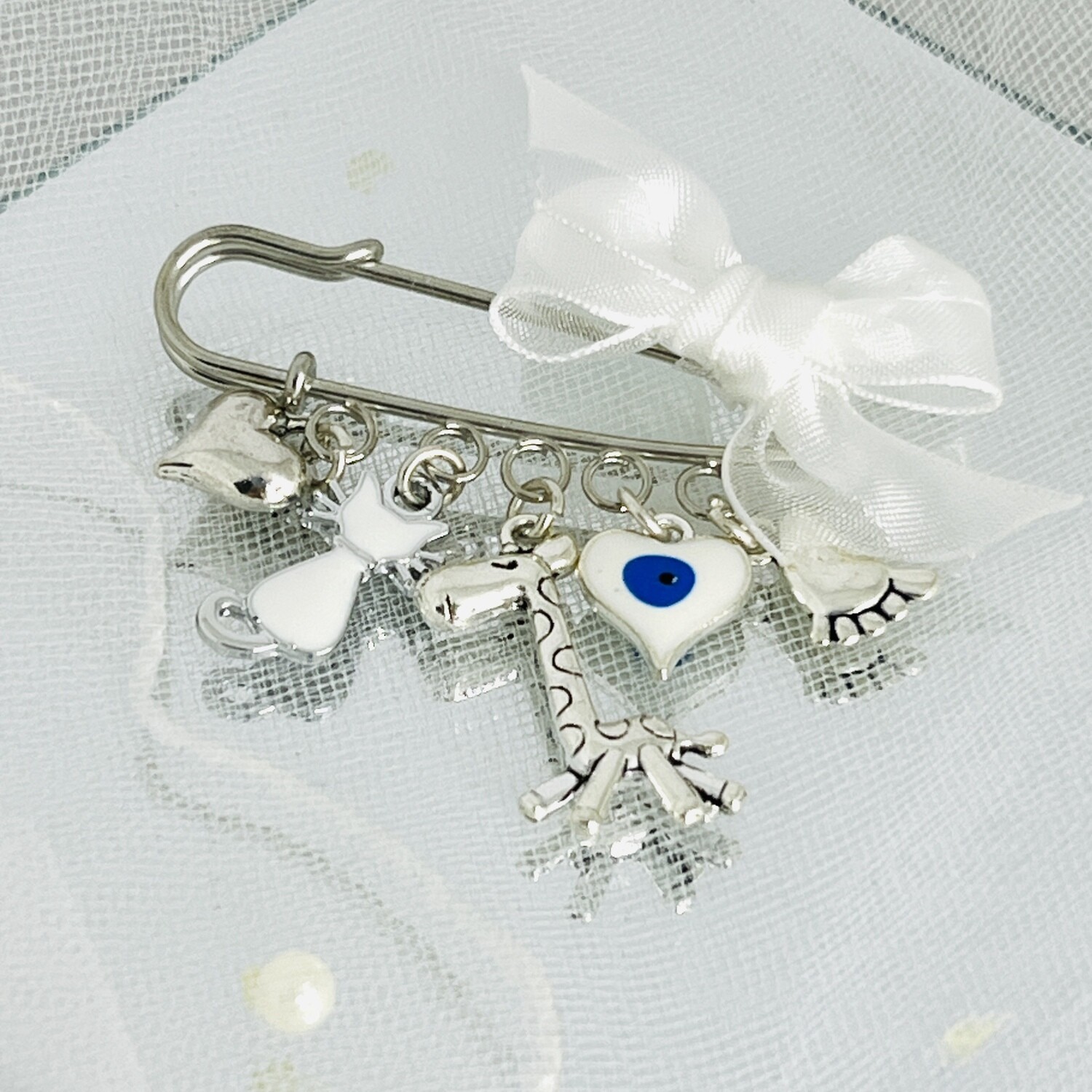 WENDY - Silver &amp; White Baby Keepsake Pin