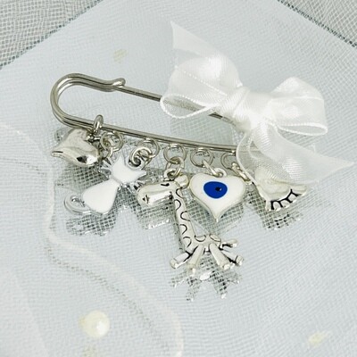 WENDY - Silver &amp; White Baby Keepsake Pin