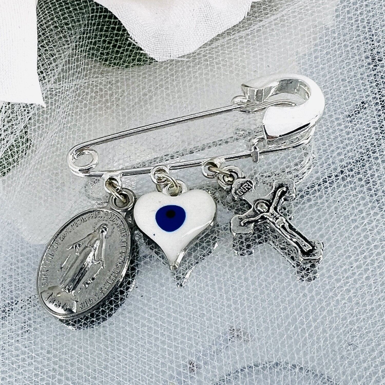 ROSE - Silver &amp; White Baby Keepsake Pin