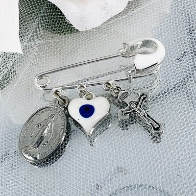 ROSE - Silver &amp; White Baby Keepsake Pin