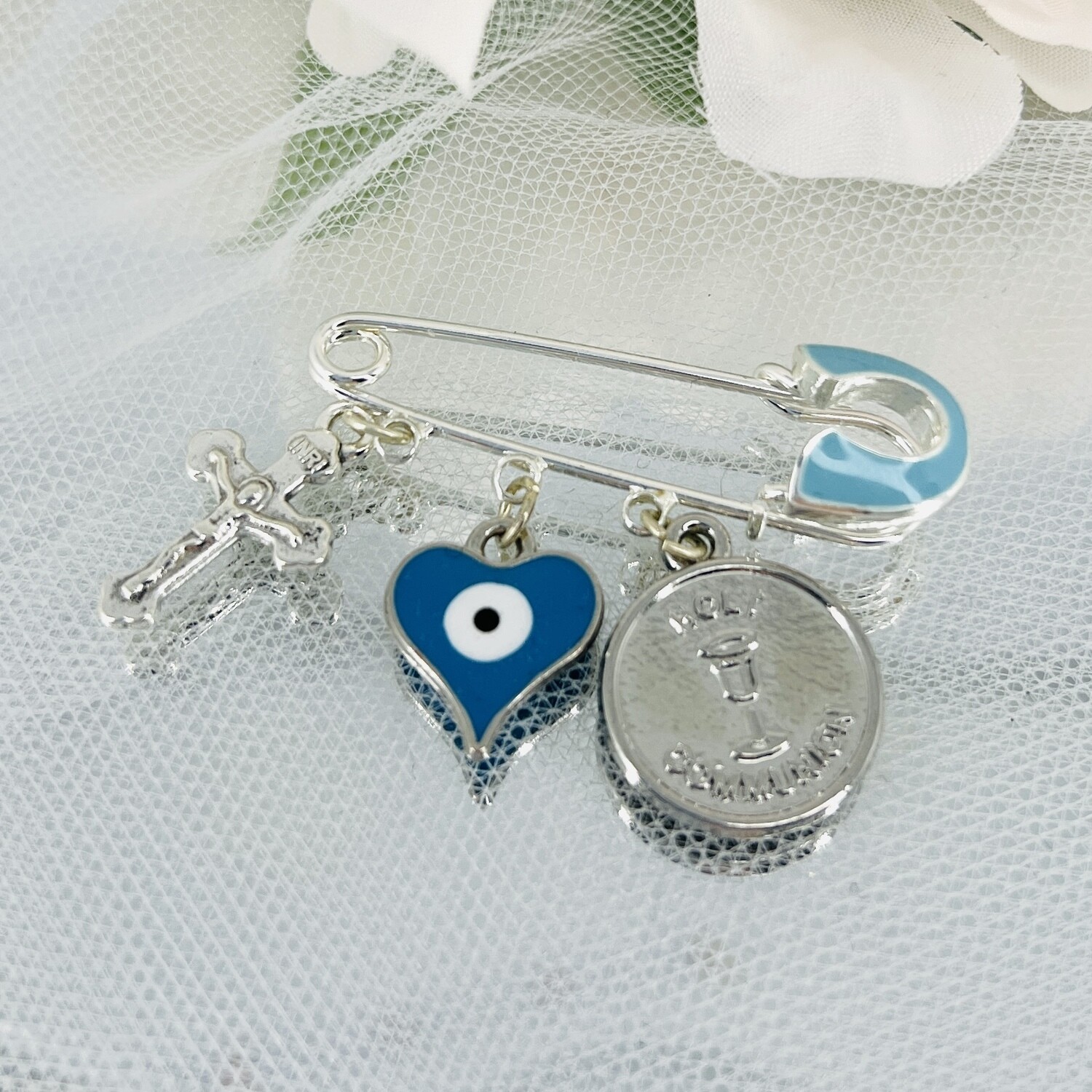 MASON -  Silver &amp; Blue Baby Keepsake Pin