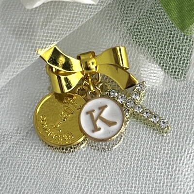 CONNIE GOLD - Personalised Communion Bow Brooch