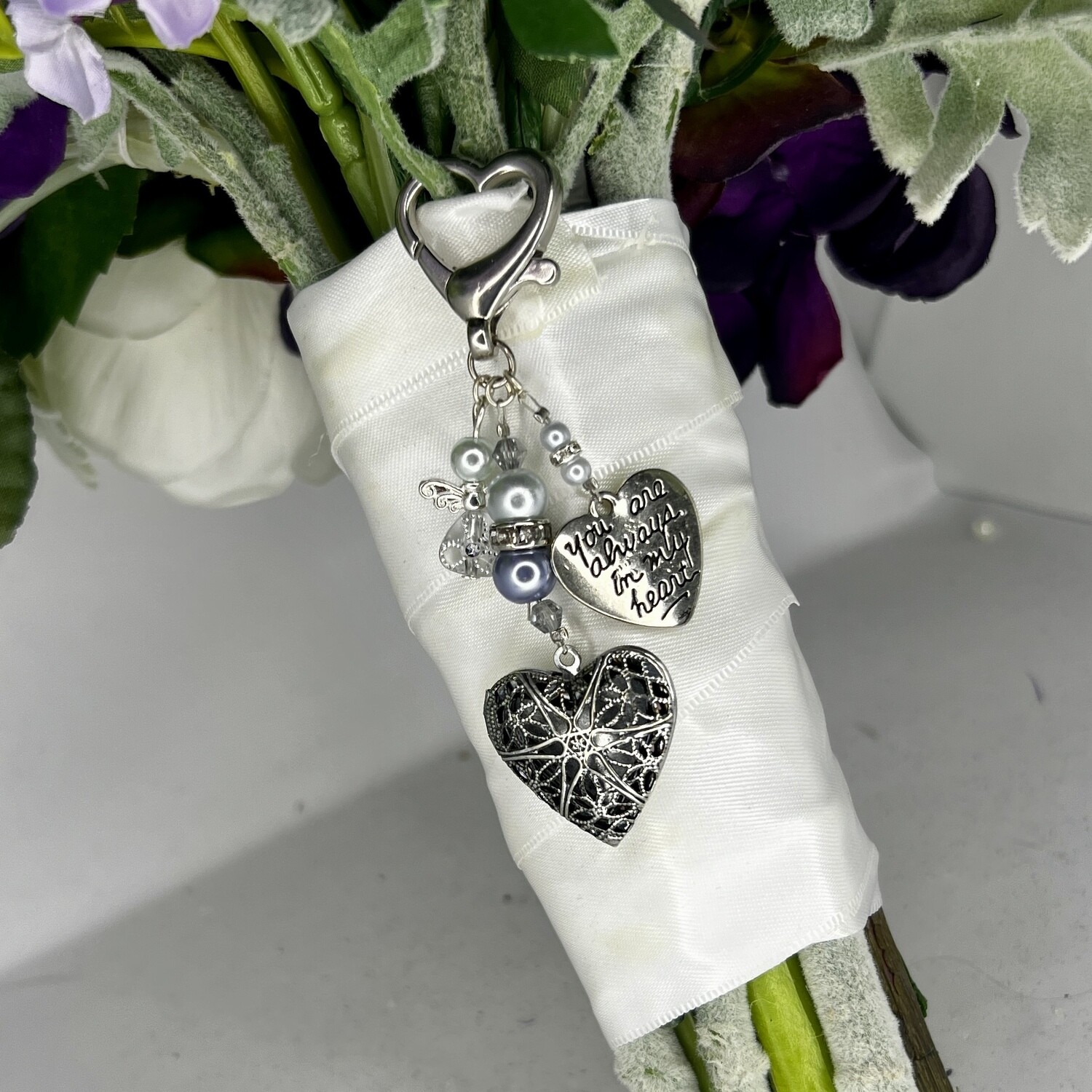 FLUER PIN - Antique Silver Heart Locket Memory Charm