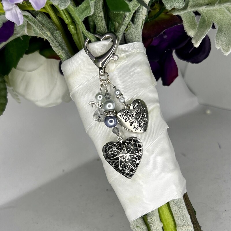 FLUER PIN - Antique Silver Heart Locket Memory Charm