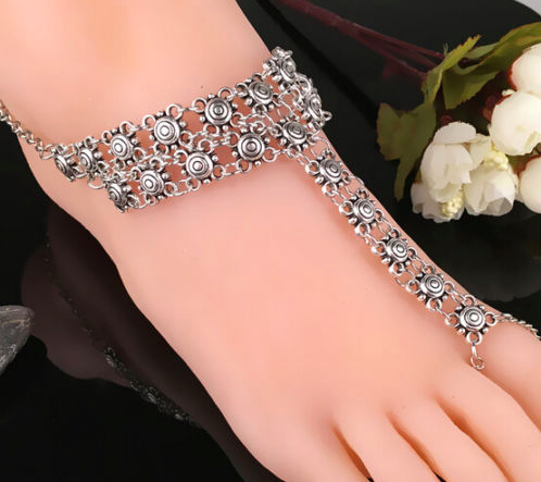 ADRIENNE - Pair of Silver Barefoot Sandals