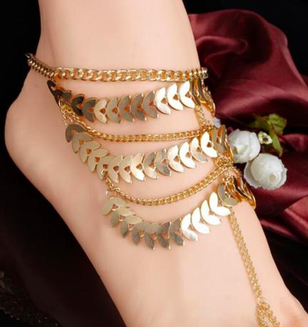 GRACIE  - Pair of Golden Barefoot Sandals