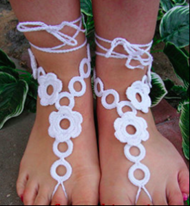 VENICE - Pair of White Cotton Barefoot Sandals