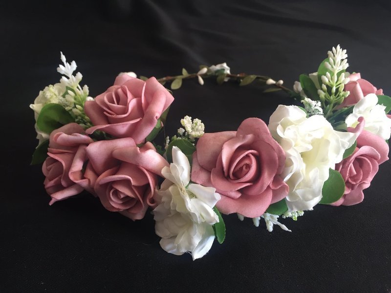 CAMEO - Pink and White Rose Flower Crown