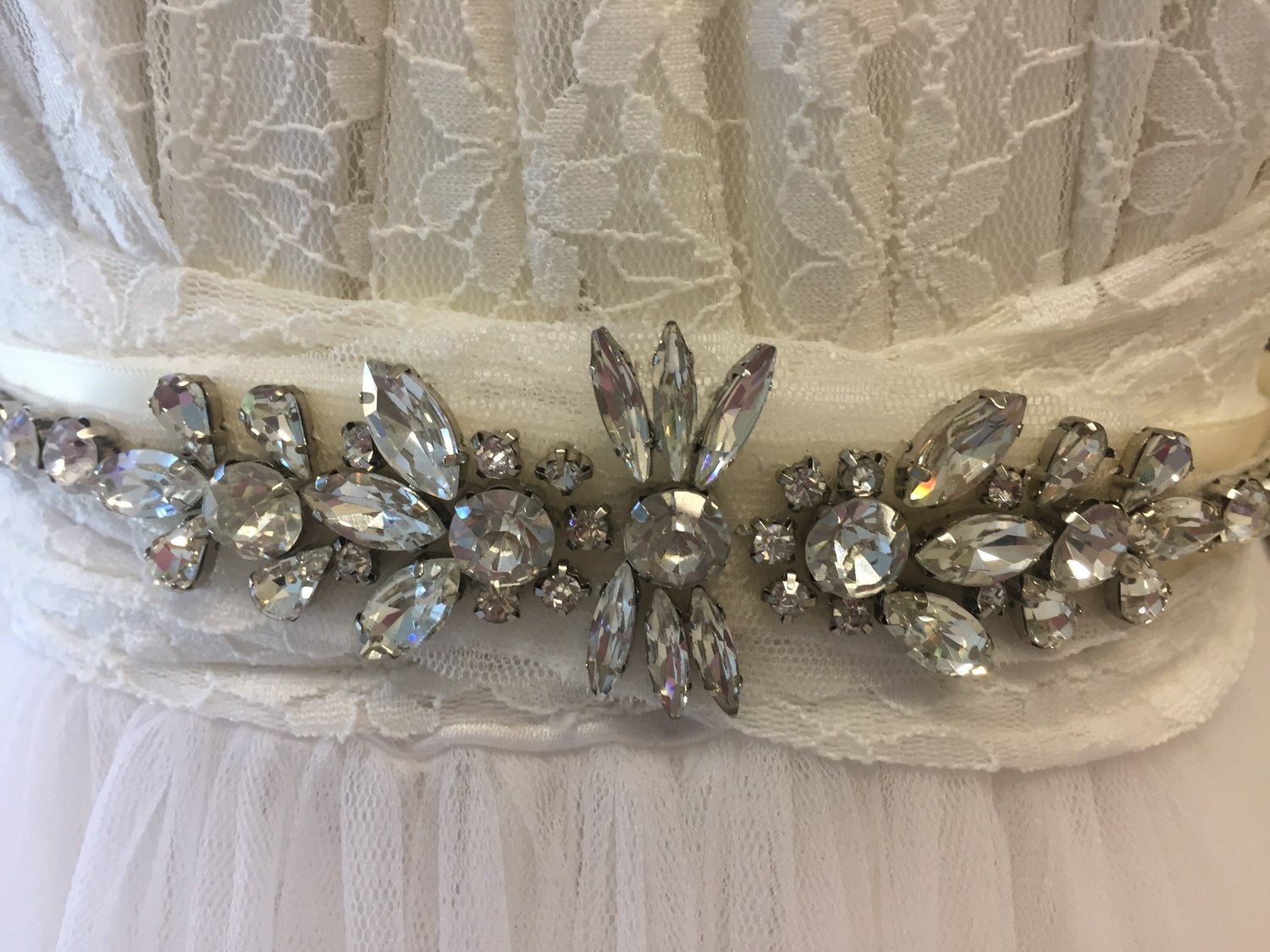 KATE - Rhinestone Wedding Bridal Sash Belt - Ivory