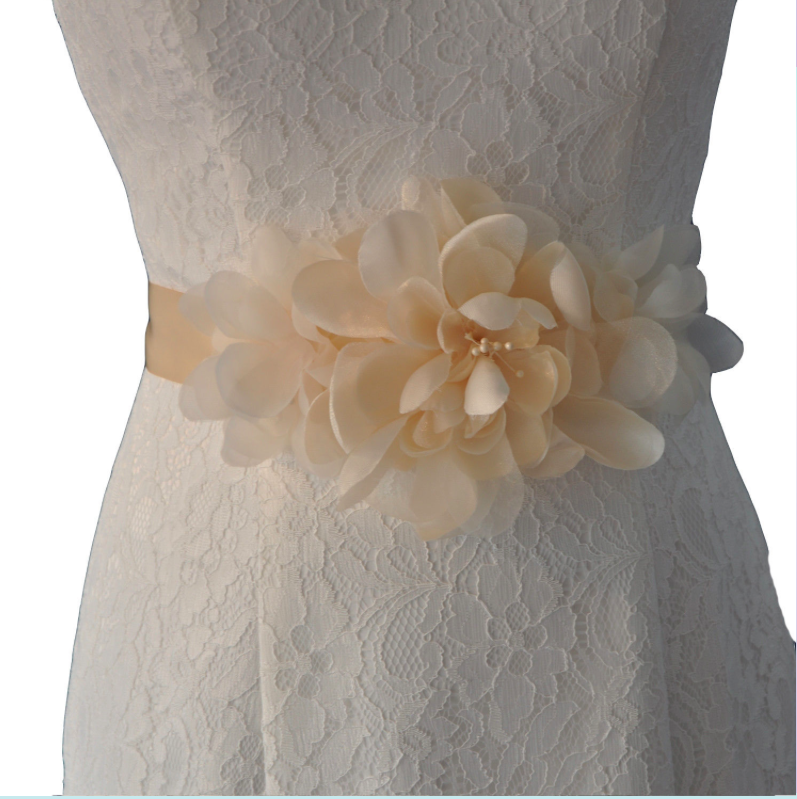 CORDELIA - Flower Spread Bridal Sash Belt
