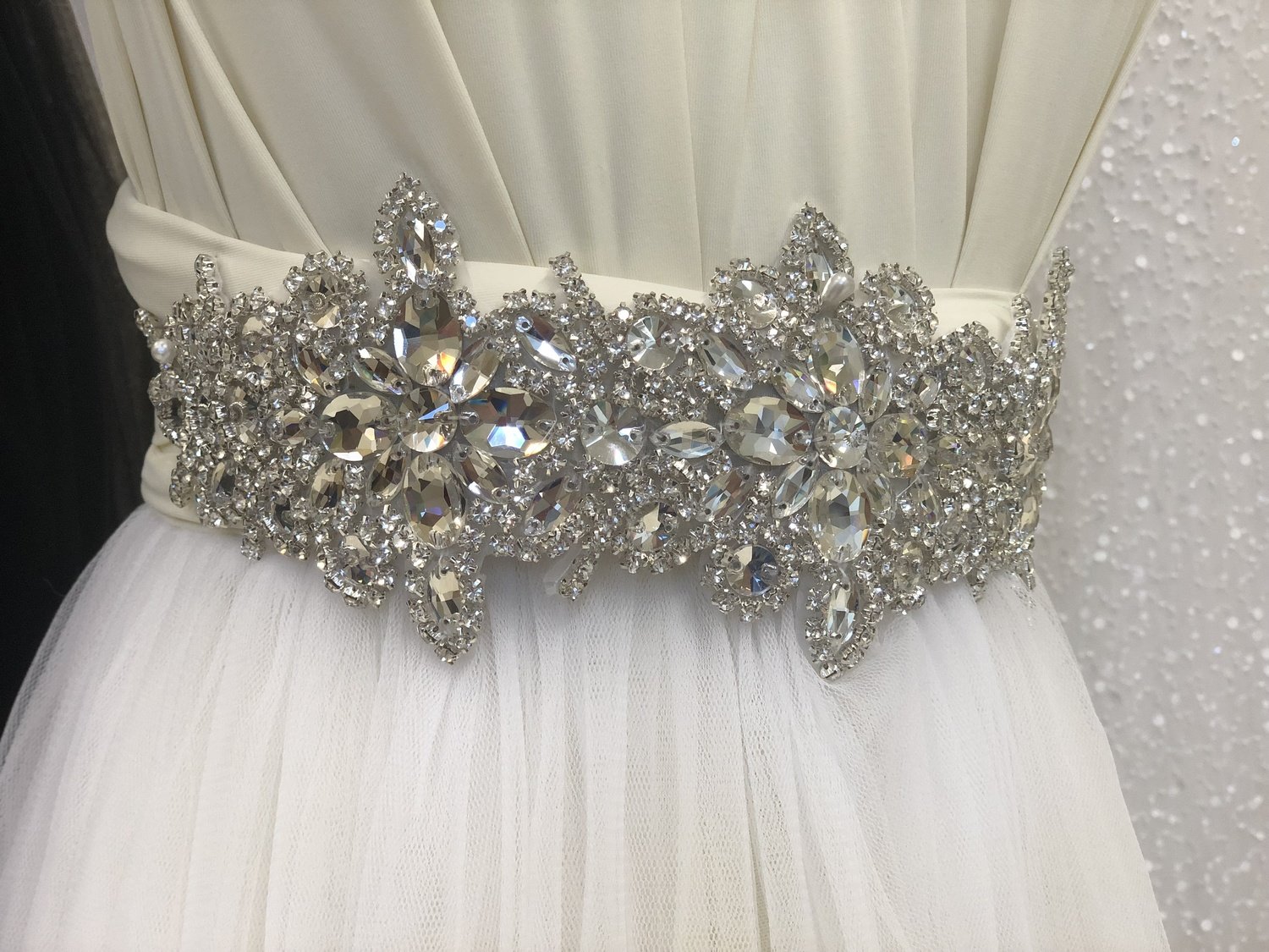 IMELDA - Silver Wedding Bridal Sash Belt