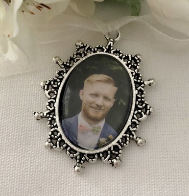 FRANCES - Antique Silver Oval Memory Charm