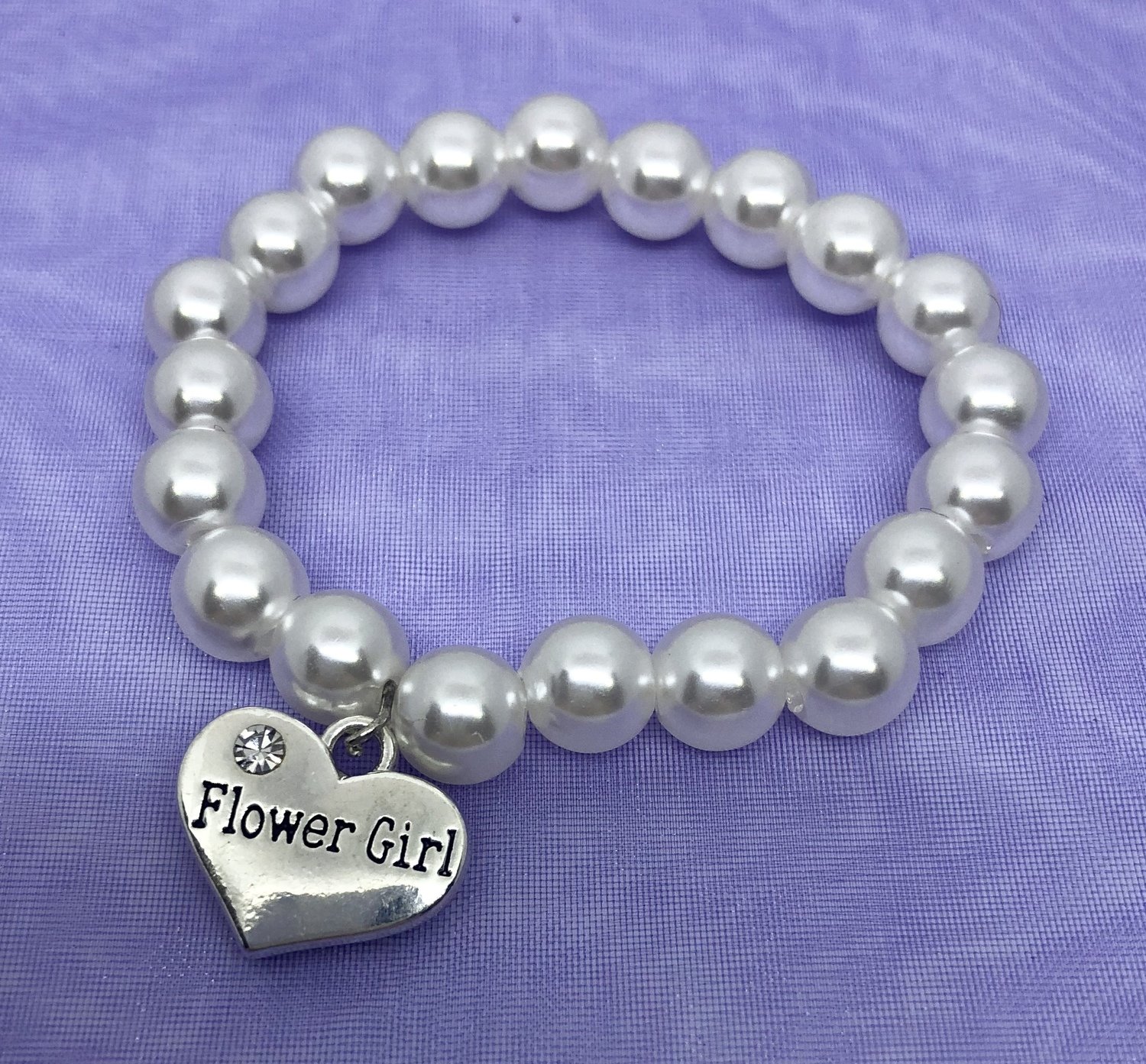 PEARL - Pearl Bracelet with Flower Girl Charm