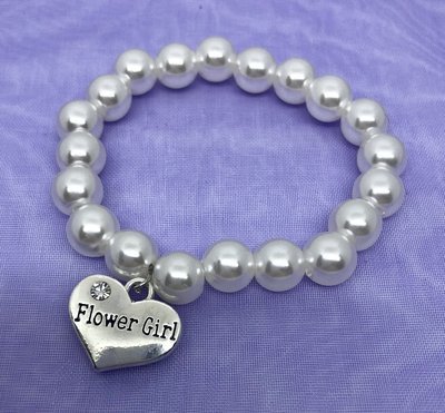 PEARL - Pearl Bracelet with Flower Girl Charm