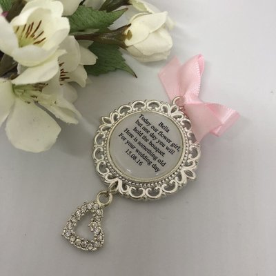 MISSY - Scallop Edge with Bling Heart Flower Girl Charm