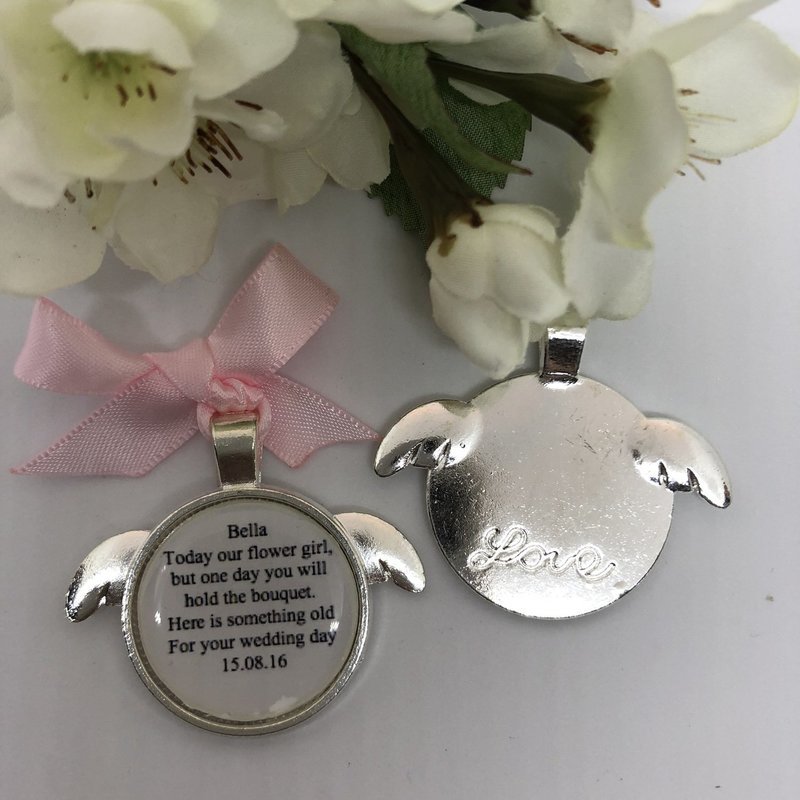 ANGIE - Silver Angel Love Flower Girl Charm