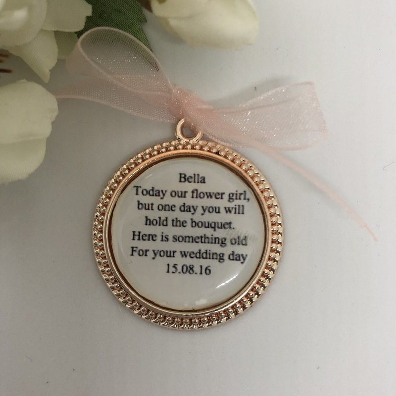 DOTTY - Rose Gold Dotted Edge Flower Girl Charm