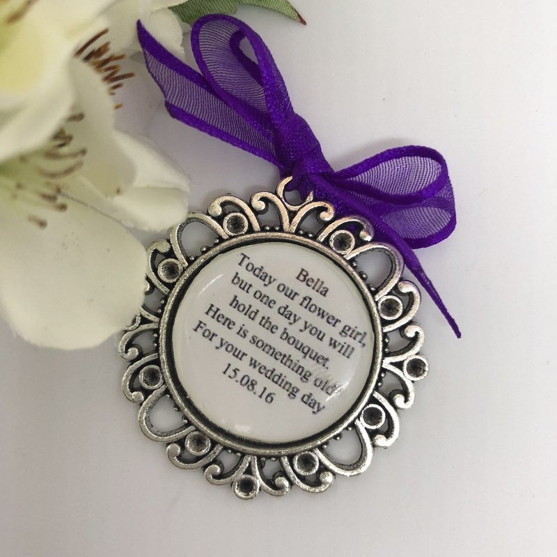 CELIA - Antique Silver Flower Girl Charm