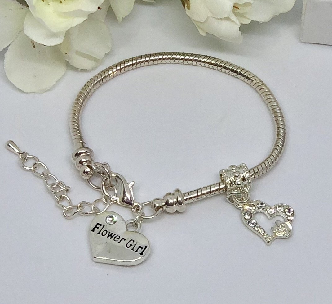 ELLEN  - Silver Flower Girl Charm Bracelet