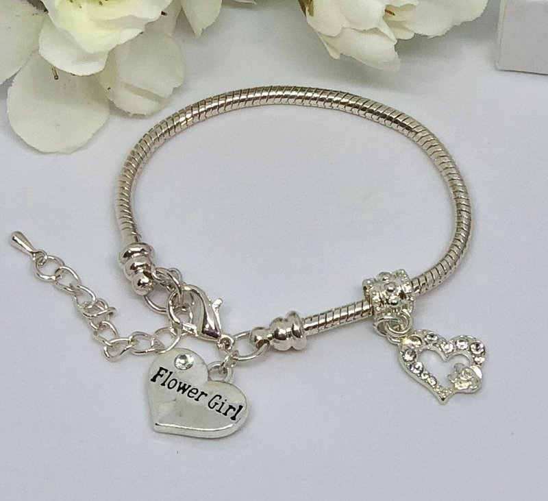 ELLEN  - Silver Flower Girl Charm Bracelet