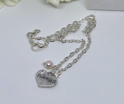LUNA - Silver Flower Girl Charm Necklace