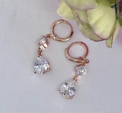 TAMARA - 18K Rose Gold Filled Crystal Drop Earrings