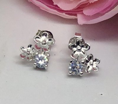SONYA - Silver Flower Girl Stud Earrings
