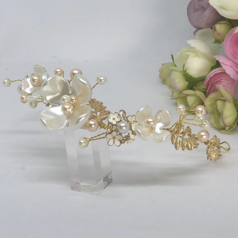 FILIPA - Gold Leaf &amp; Pearl Wedding Bridal Tiara