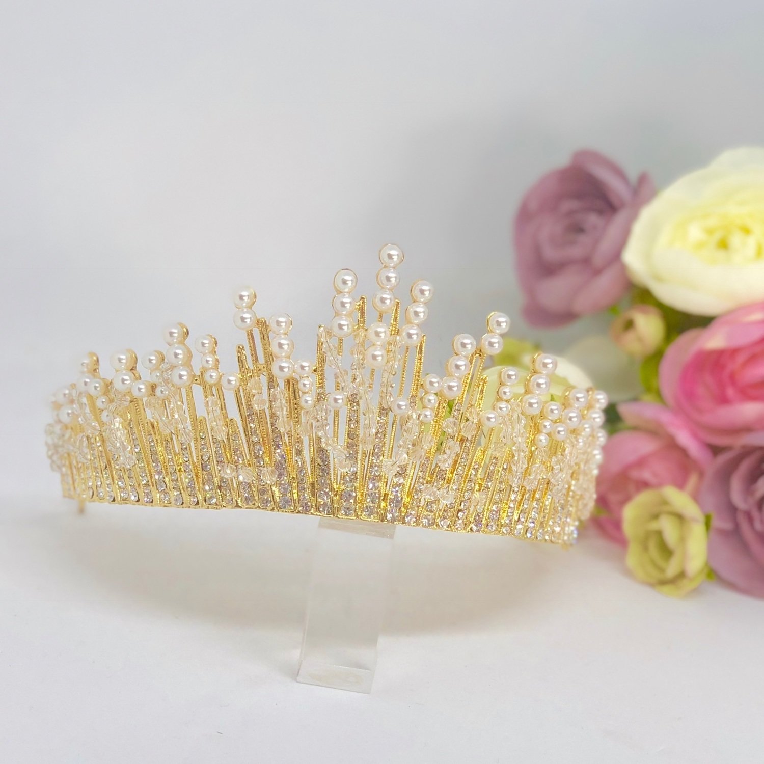HILARY - Wedding Bridal Gold Tiara Crown